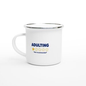 Adulting Review - White 12oz Enamel Mug